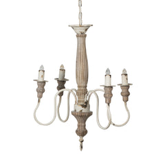 4-Light Rustic Style Chandelier, Hanging Light Fixture with Adjustable Chain - Cream White