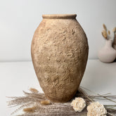 Rustic Hand-Painted Textured Vase 14" - Earth Brown