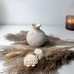Minimalist rustic hand-painted textured small bud vase 8“ tall- Cream Sand wash