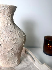 Minimalist Textured Hand-painted Ceramic Decorative Vase 11" - Cream wash