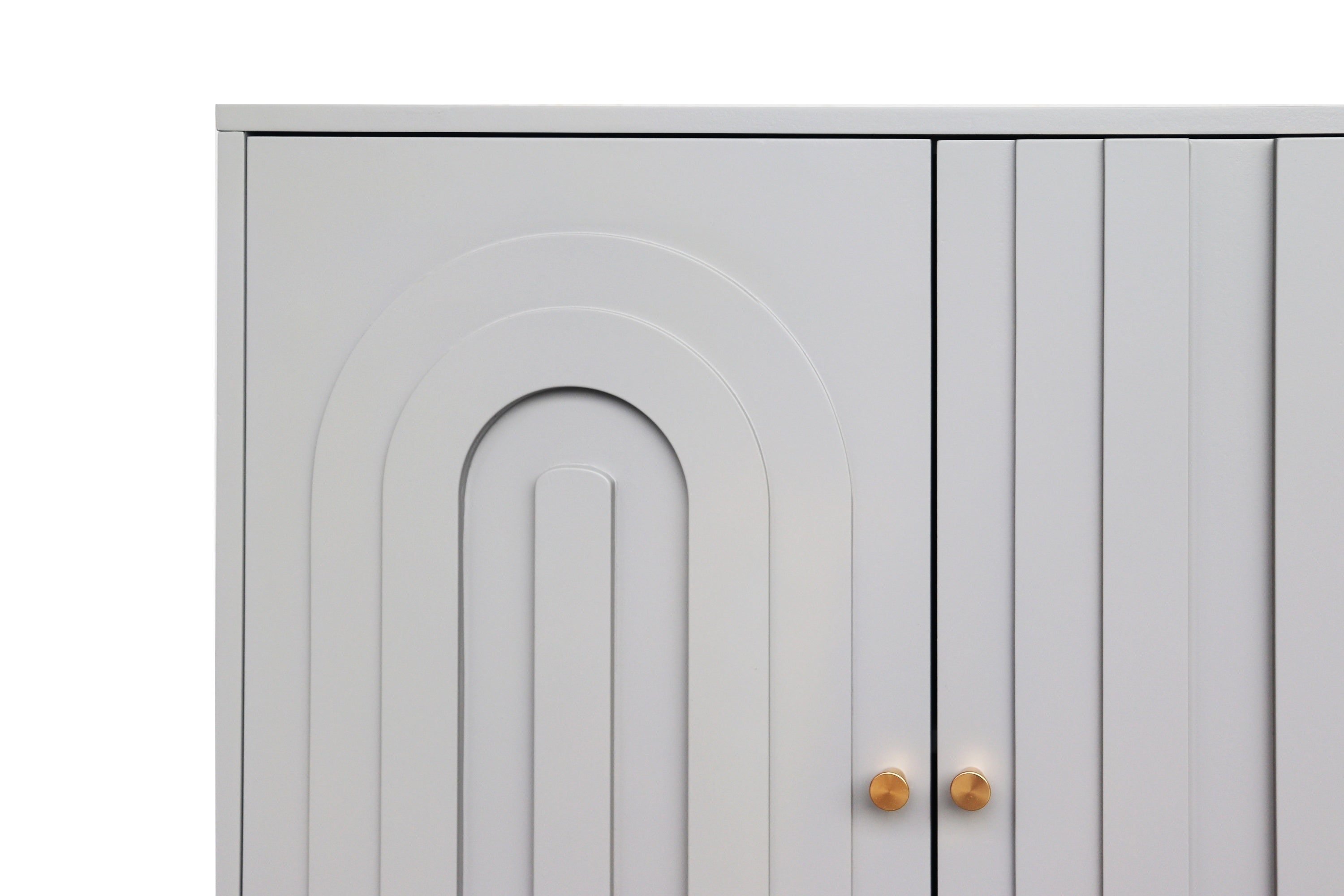 Modern Gray Lacquered 4 Door Wooden Cabinet Sideboard Buffet Server