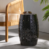 Barrel Shape Metal Side Table - Black