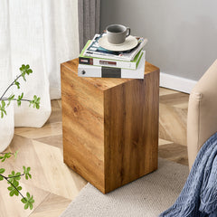 Rustic Minimalist Cube Side Table - Wood
