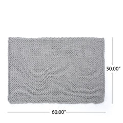Cozy Knitted Silver Grey Throw Blanket