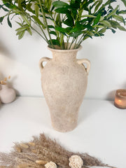 Hand-painted Amphora Vase Ceramic 18"" tall - Cream Sand wash