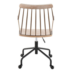 Farmhouse Adjustable Office Chair - Black Metal, Antique Copper and White Washed Wood