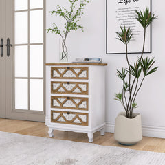 Vintage Accent Drawer with Carved Detailing and Natural Wood Finish - Elegance and Functionality Combined