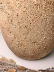 13.5" Rustic Hand-Painted & Textured Planter Pot with Drainage Hole one time creation - Tan Beige Brown