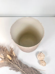Minimalist Textured Hand-painted Glass Vase 8" - Beige washed