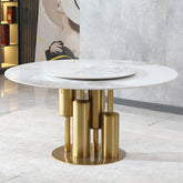 Modern Marble Dining Table, 59' Round Sintered Stone Table for Dining Room, Kitchen, Dinette, Compact Space With Lazy Susan(Table Only)