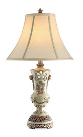 28.5" Tall Polyresin Table Lamp w/ Silver finish and Bronze Vintage Rose Accents