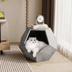 25.98"Modern Pet Furniture Cat Litter Side Table, Cement Gray