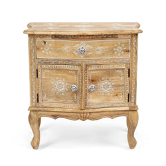 Rustic Wooden Cabinet 1 Drawer 2 Door Cabinet - Natural Wood