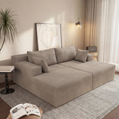 Cloud Sectional Couch with Shape Chaise,Modern Modular Sofa with Deep Seat, Upholstered Couches for Living Room Bedroom,No Assembly Required (Plush Corduroy Fabric)