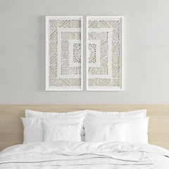 Framed Geometric Rice Paper Panel 2-piece Shadowbox Wall Decor Set