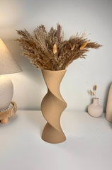 Modern Twisted Vase 16" - Coffee Brown
