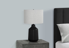 24"H, Table Lamp, Black Concrete, Grey Shade, Contemporary