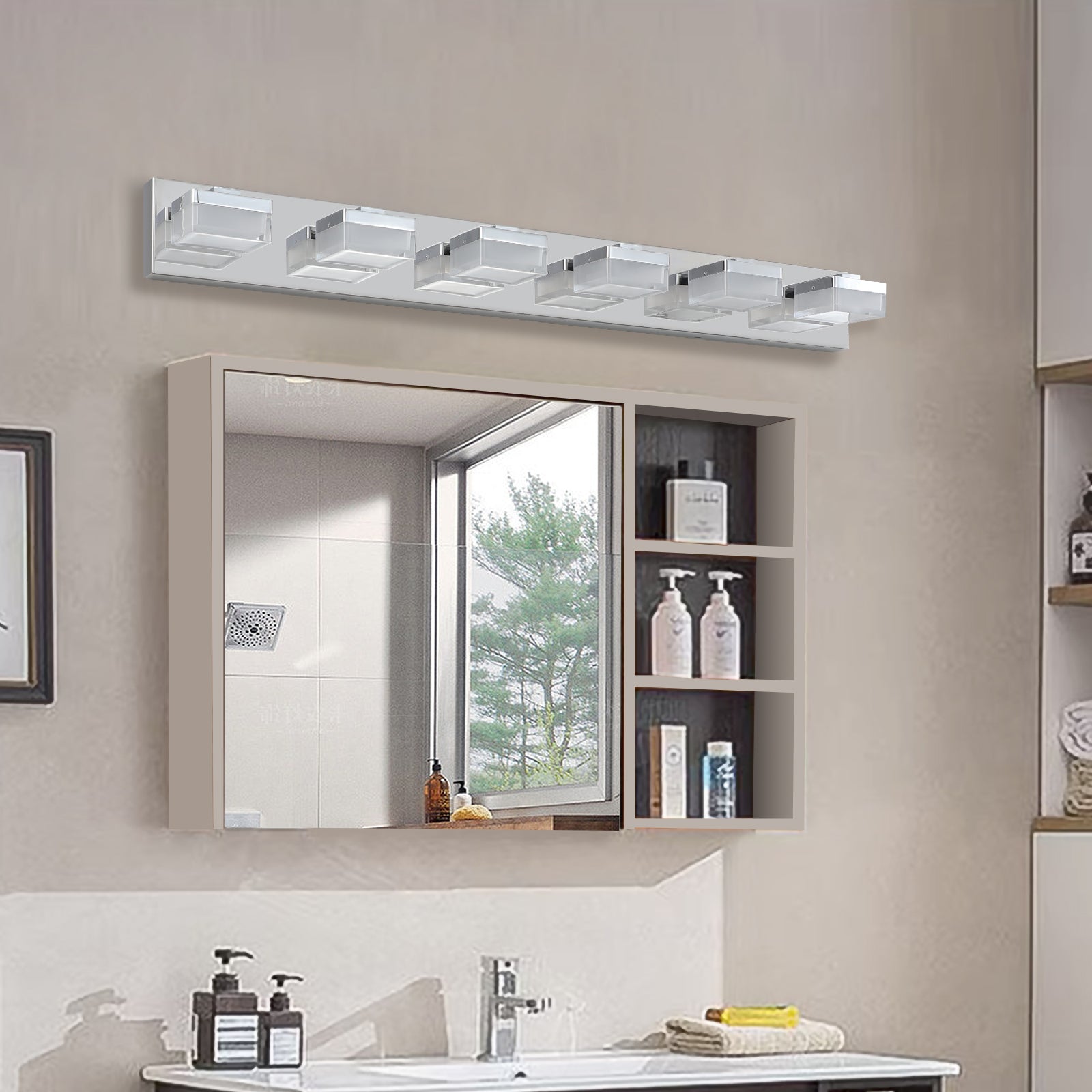 Modern 6-Light Chrome LED Vanity Mirror Light Fixture For Bathrooms And Makeup Tables