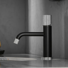Modern Brushed Nickel Faucet Brass Bathroom Basin Faucet Design - Black+Silver