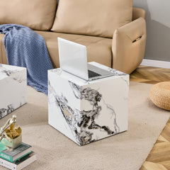 Modern Cube Design Side Table - White