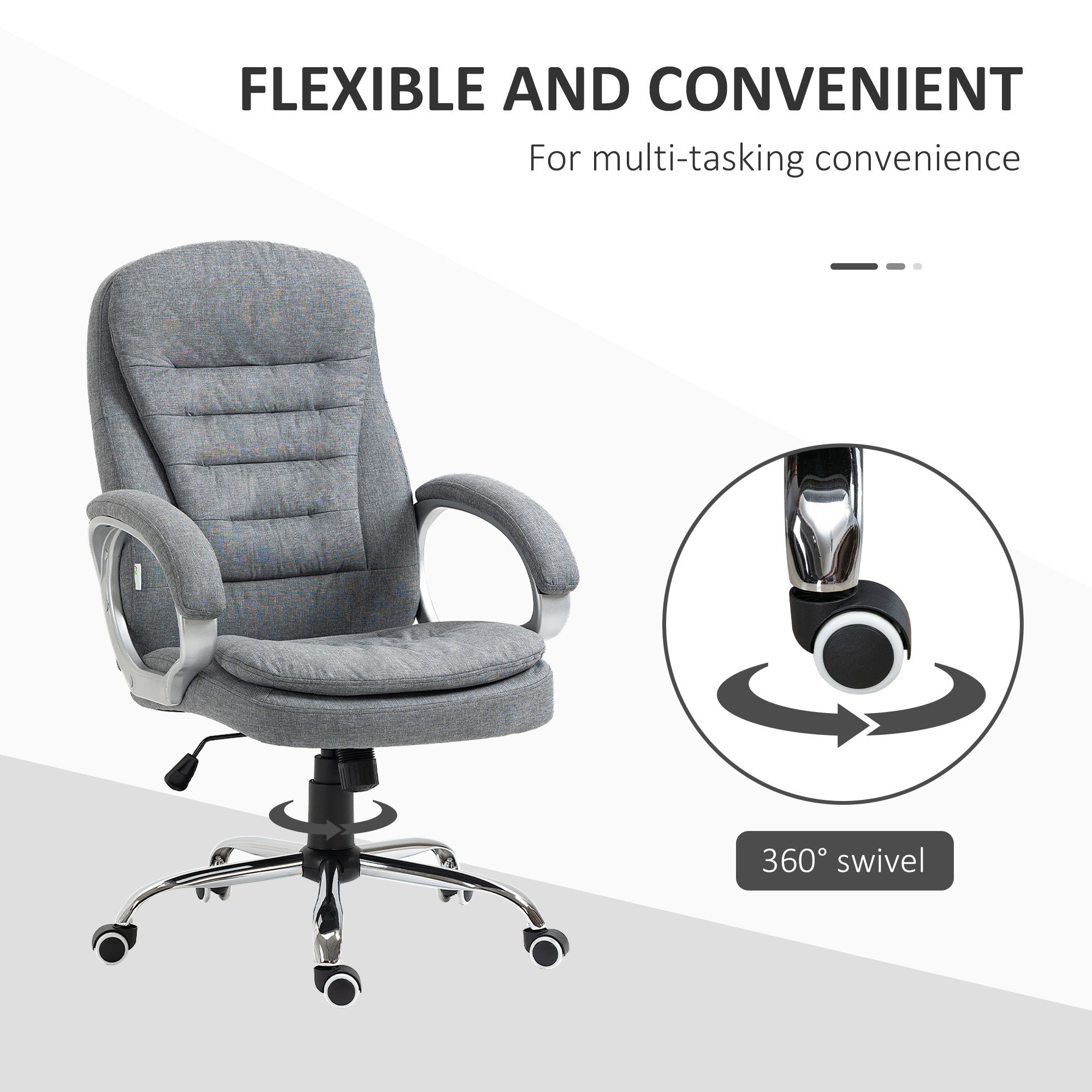 High Back Home Office Chair with Adjustable Height - Grey