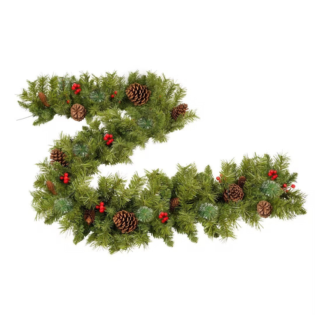 Pre-lit Xmas Tree Artificial Christmas 4-Piece Set,Garland, Wreath and Set of 2 3FT Entrance Trees X-mas with LED Lights, Christmas Tree