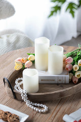 Set of 3 Ivory LED Candles with Remote Timer