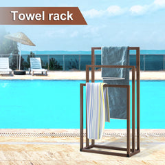 Metal Freestanding Towel Rack 3 Tiers Hand Towel Holder - Brown
