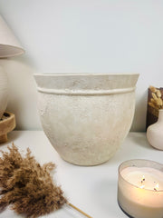 Luxury Planter Minimalist Style Hand painted Beige Washed 11” tall (dia 10.5")