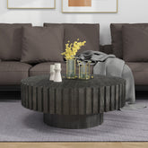 Modern minimalist circular black coffee table, 31.4-inch natural wood color and texture, space aesthetics suitable for easy assembly in living rooms, study rooms, and dining rooms