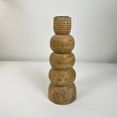 Rustic Wood Candle holder 8" tall - Brown