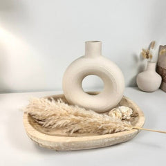 Minimalist Donut Ceramic Vase 9.5" Cream