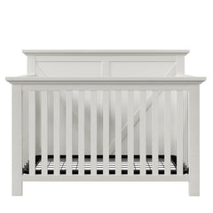 Rustic Farmhouse Style Whitewash 4-in-1 Convertible Baby Crib - Converts to Toddler Bed, Daybed and Full-Size Bed, White