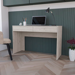 Computer Desk Two Drawers - Light Gray Finish