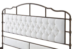 King Bed High Board Metal Bed - White