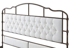 King Bed High Board Metal Bed - White