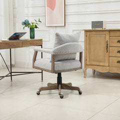 Office Chair Adjustable Swivel Chair Fabric Seat Home Study Chair - Light Gray