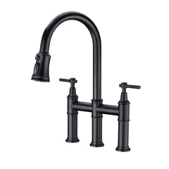Bridge Kitchen Faucet with Pull-Down Sprayhead in Spot - Matte Black