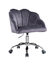 Modern Flower Office Chair - Dark Grey Velvet & Chrome Finish