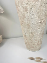 Minimalist Textured Hand-painted Ceramic Floor Vase 25" tall - cream/off-white