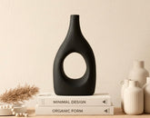 Modern Art Deco Minimalist Metal Vase 18" Black