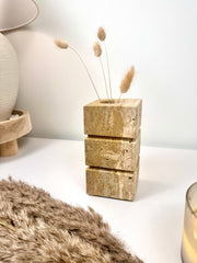 Handcrafted Organic Natural Stone Vase 6“ - Beige & Tan