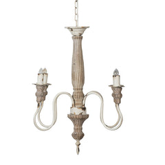 4-Light Rustic Style Chandelier, Hanging Light Fixture with Adjustable Chain - Cream White