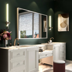 40x30inch Glossy White Rectangular Wall-Mounted Beveled Bathroom Mirror (Horizontal & Vertical)