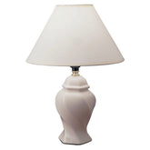 13' Tall Ceramic Table Lamp, Urn-Shaped with Ivory finish, Linen Shade