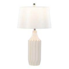 23" Contemporary Table Lamp in Gloss Cream Ceramic with White Shade