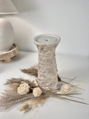 10'5 Minimalist Abstract Textured Candle Holder for Candlestick and Pillar Candle 10'5 tall - Cream wash