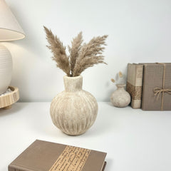 Handmade Decorative Ceramic Vase 8” tall - beige washed