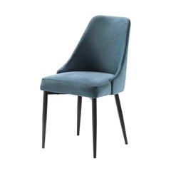Modern Sleek Design Velvet Fabric Blue Side Chair (Set of 2) - Blue and Black Finish