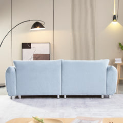 A Lovable Sofa with 2 Pillows and Metal Feet - Light Blue